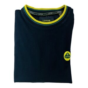 Lotus Black‎ w/ Yellow & Green Wingtip/Collar Short Sleeve T-Shirt Mens Size S